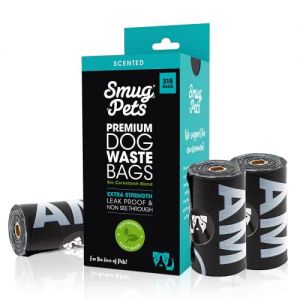 SmugPets biologisch abbaubare Hundekotbeutel mit Spender und Clip