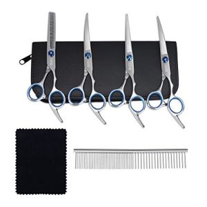 GHB Hunde Haarschere, Hundescheren mit Effilierschere zur Fellpflege 5 in 1